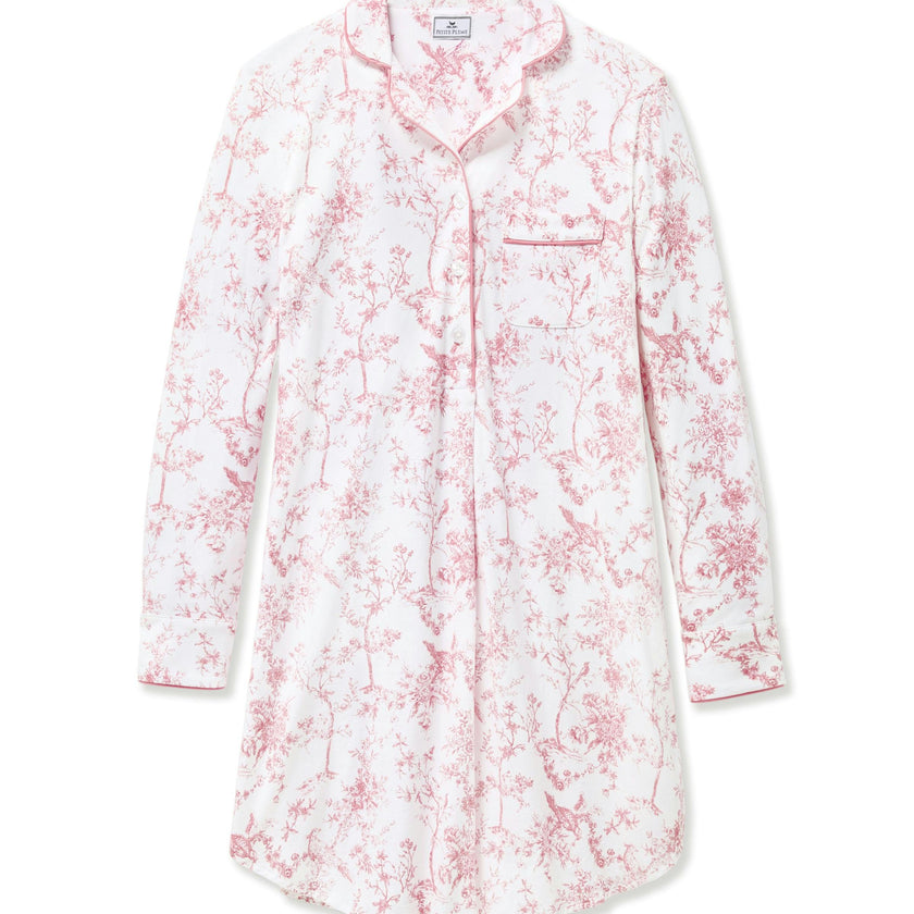 Women's Pima Maternity Nightshirt in Pink Timeless Toile