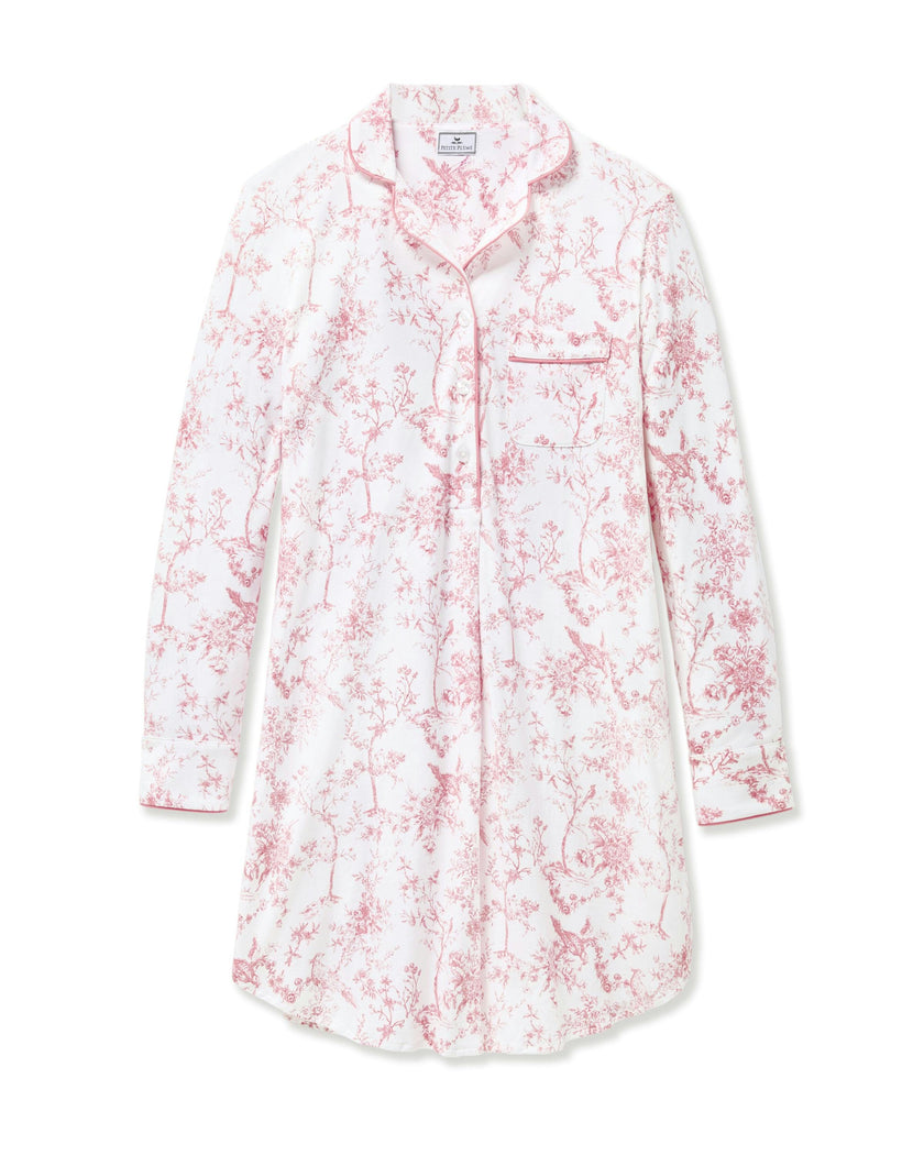 Women's Pima Maternity Nightshirt in Pink Timeless Toile