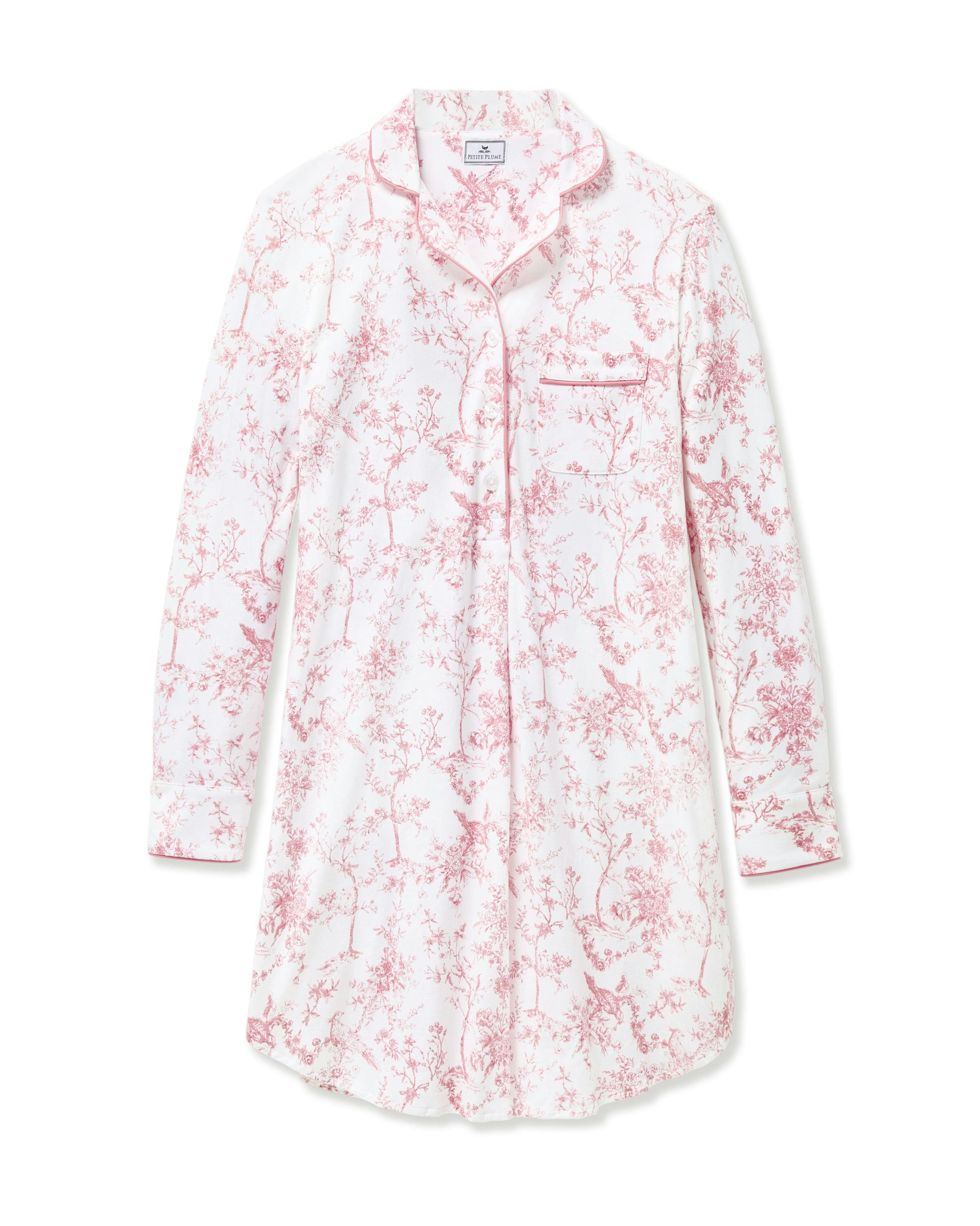 Women's Pima Maternity Nightshirt in Pink Timeless Toile