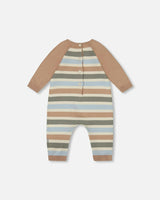 Knitted Romper Blue and Green Stripes