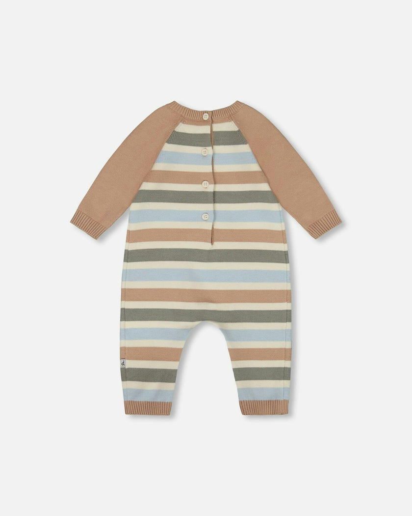 Knitted Romper Blue and Green Stripes