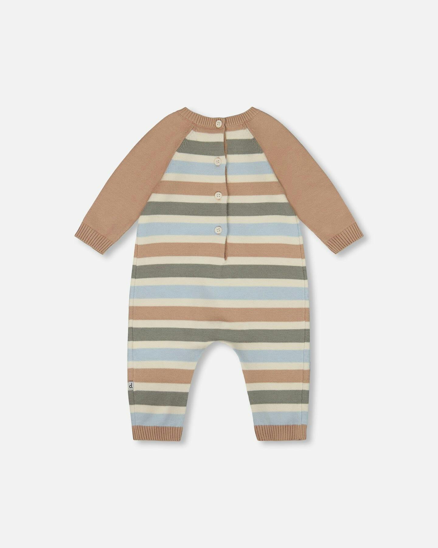 Knitted Romper Blue and Green Stripes