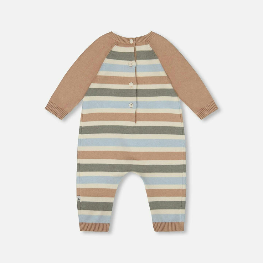 Knitted Romper Blue and Green Stripes