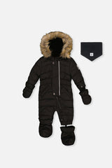 Baby Original One Piece Puffy Snowsuit With Removable Mittens And Boots Black