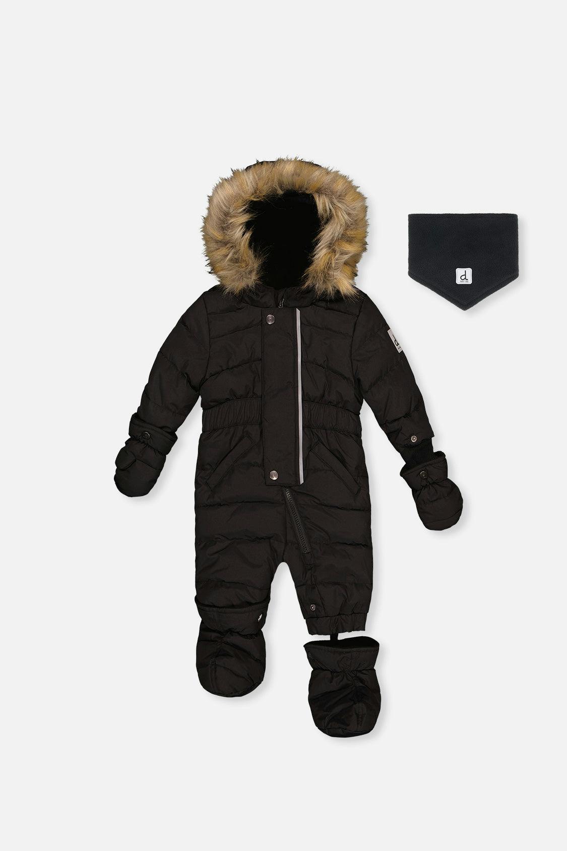 Baby Original One Piece Puffy Snowsuit With Removable Mittens And Boots Black