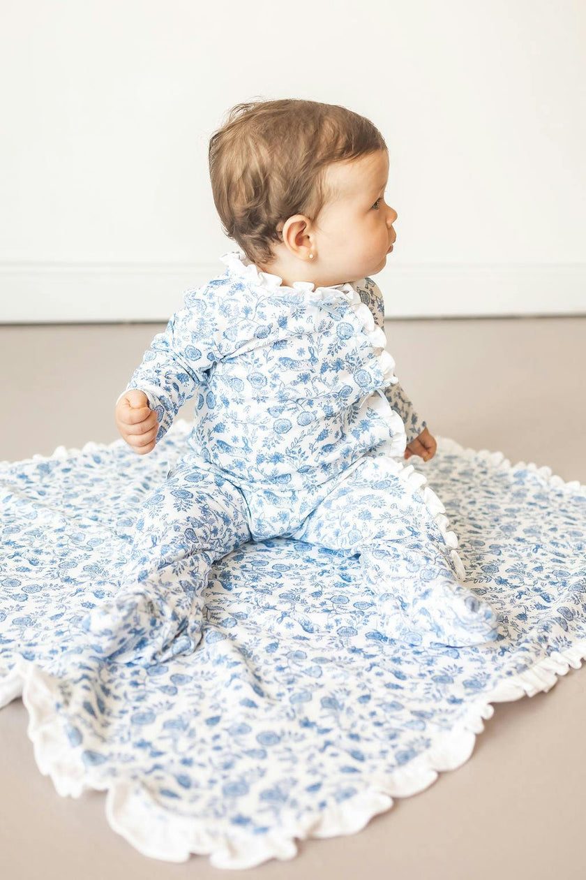 Floral Bunnies Pima Cotton Baby One-Piece Pajamas