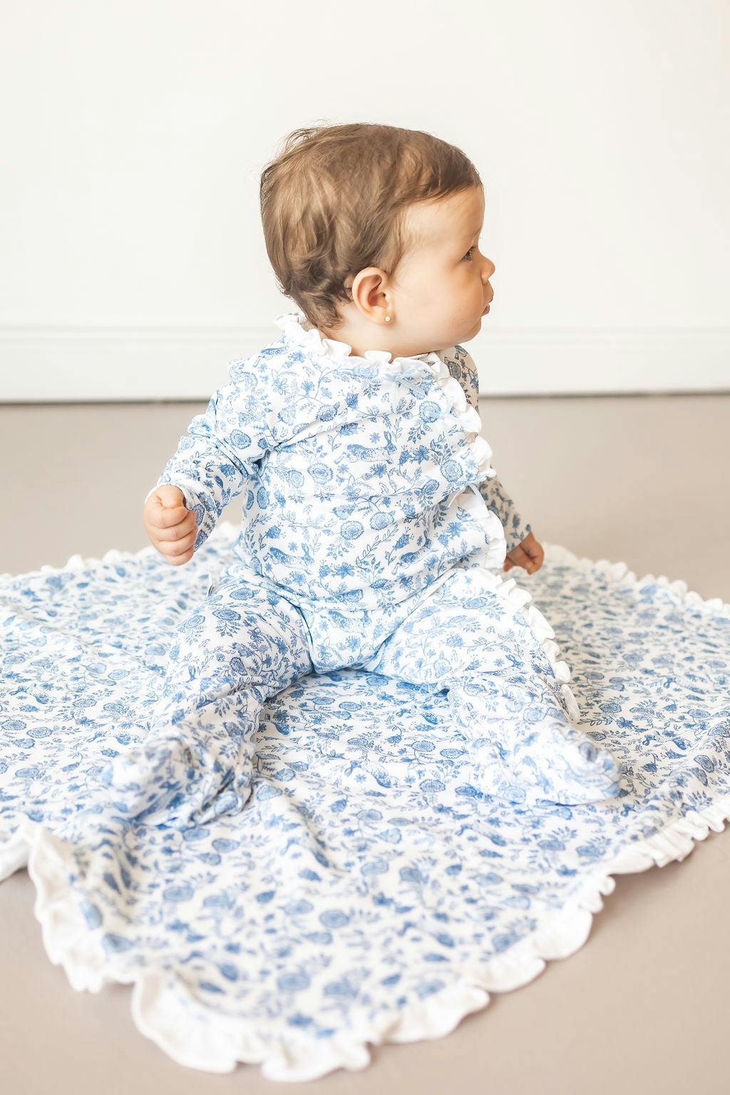 Floral Bunnies Pima Cotton Baby One-Piece Pajamas