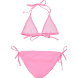 Shirred Halter Neck Tie Front & Bottom Triangle Bikini