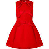 The Blythe Bow Dress - Red with Red Bows