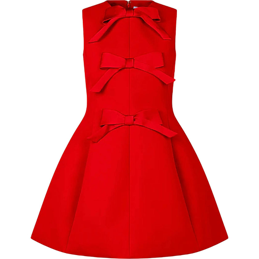 The Blythe Bow Dress - Red with Red Bows