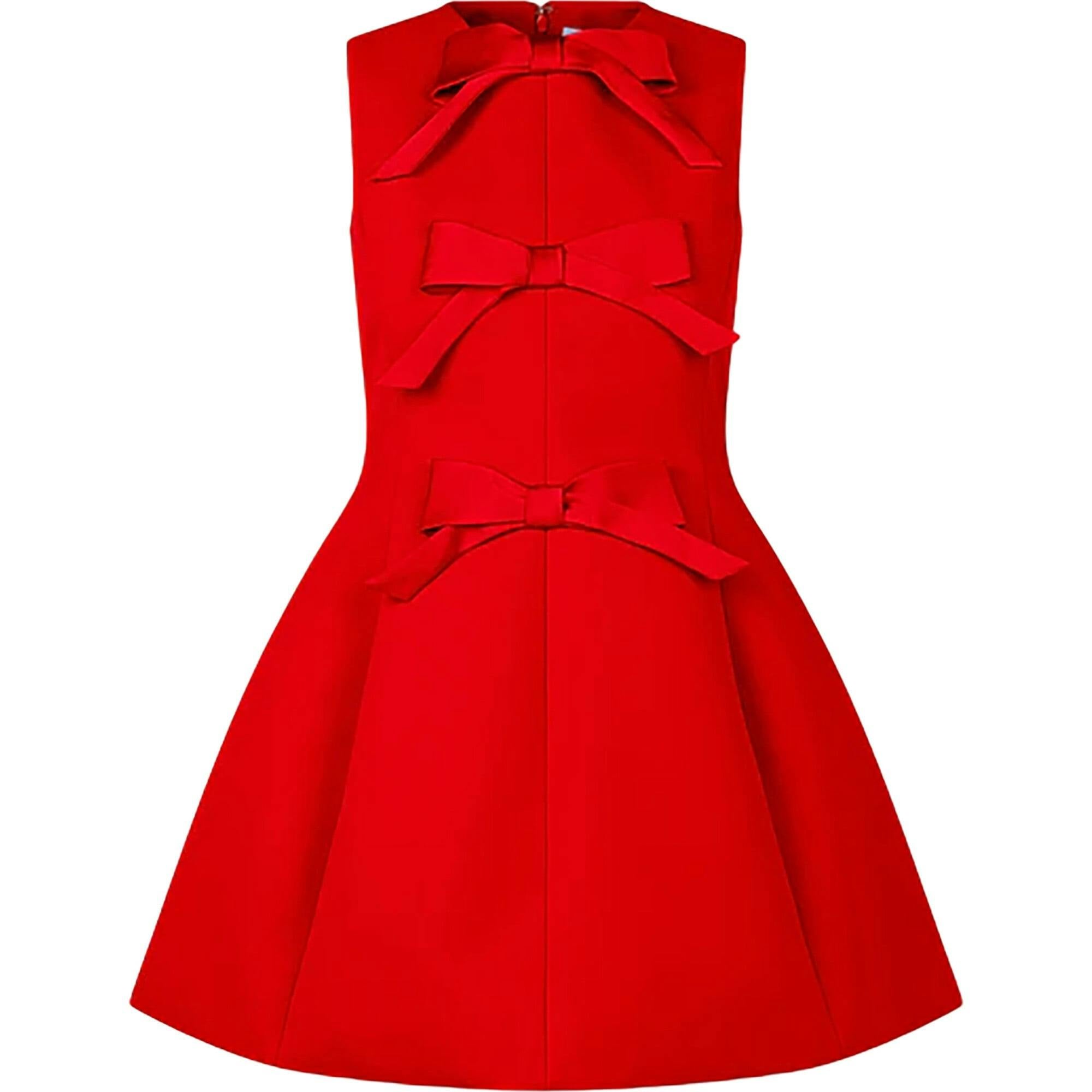 The Blythe Bow Dress - Red with Red Bows