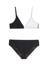 Fleur Crinkle Bikini Swimsuit - Black and White