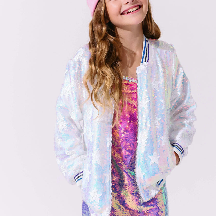 Bright Star Sequin Bomber