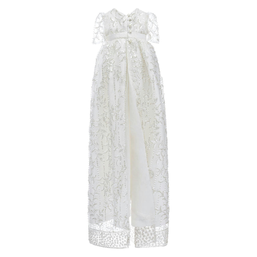 White Embroidered Christening Dress & Bonnet Set