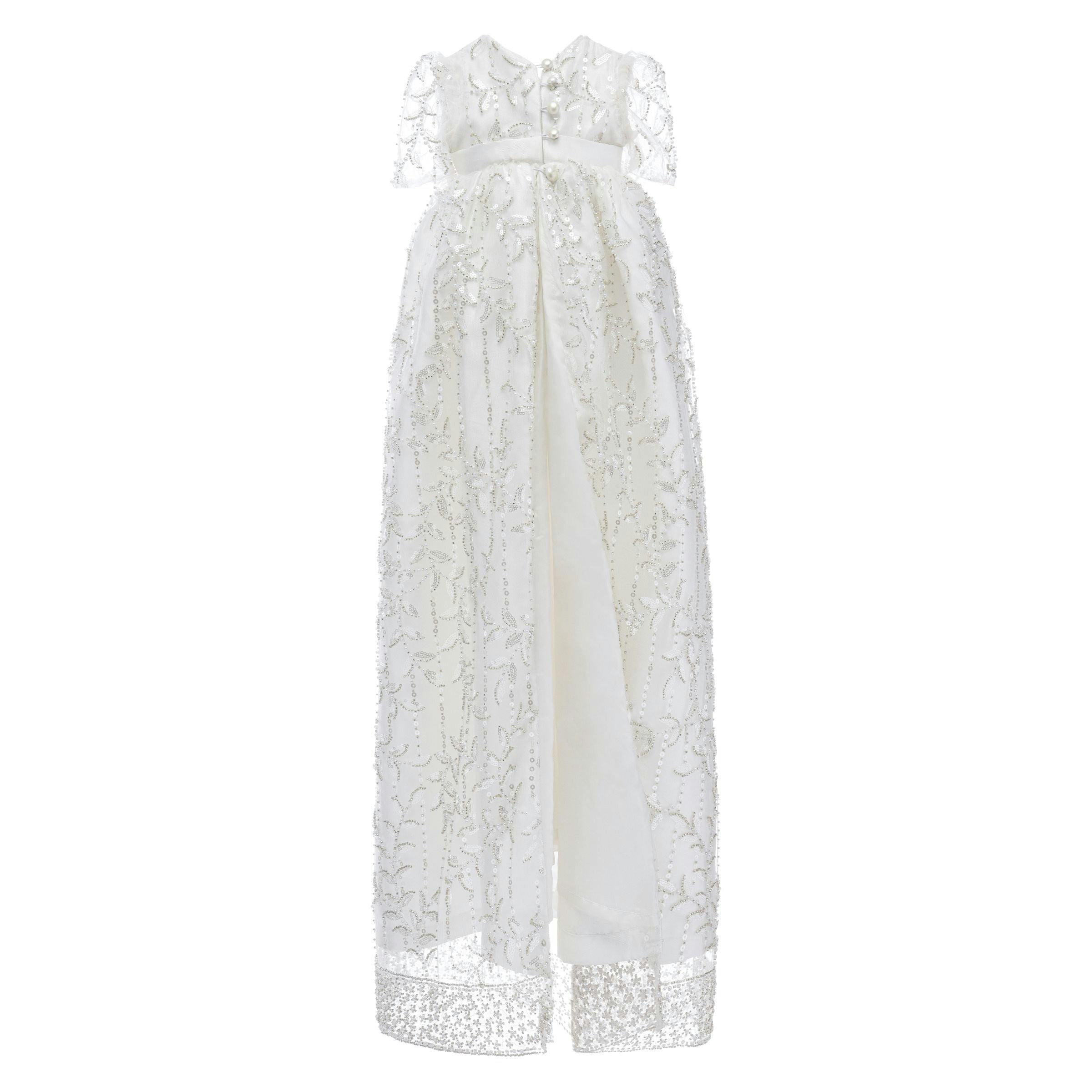 White Embroidered Christening Dress & Bonnet Set