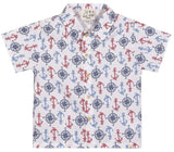 MAUI RED/WHITE/BLUE ANCHORS PRINTED WOVEN SHIRT