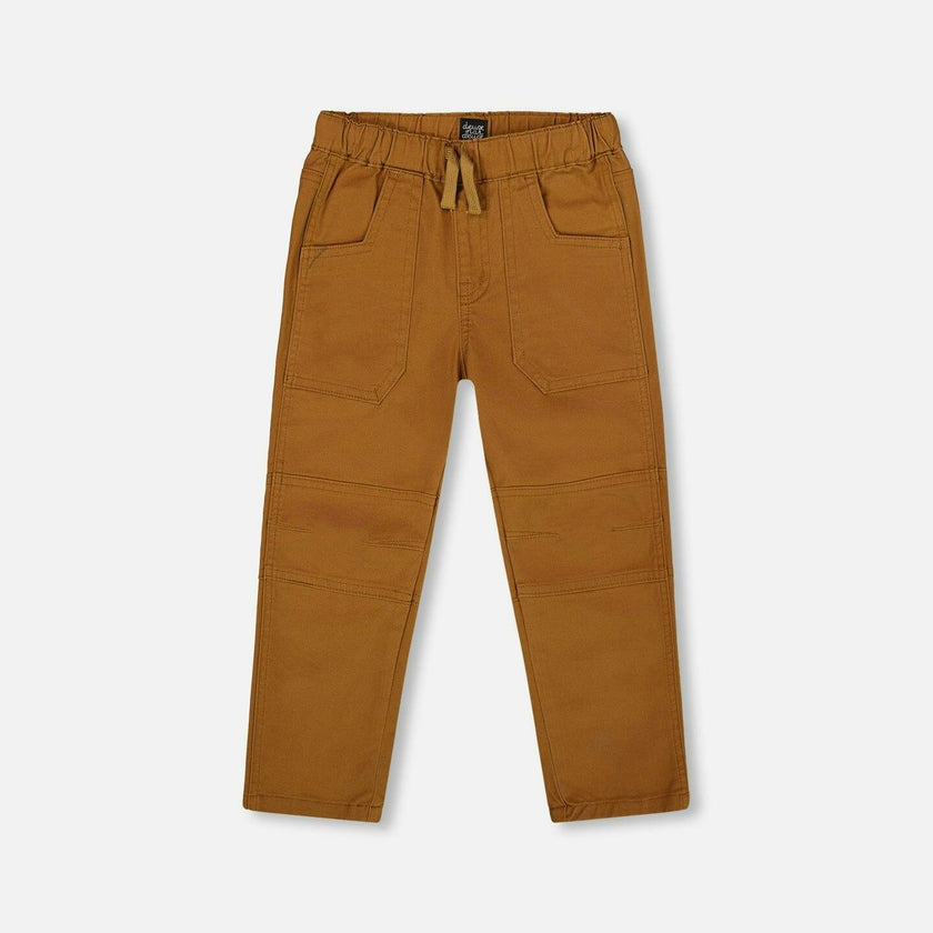 Twill Jogger Pants with Patch Pockets Brown