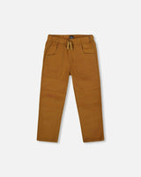 Twill Jogger Pants with Patch Pockets Brown