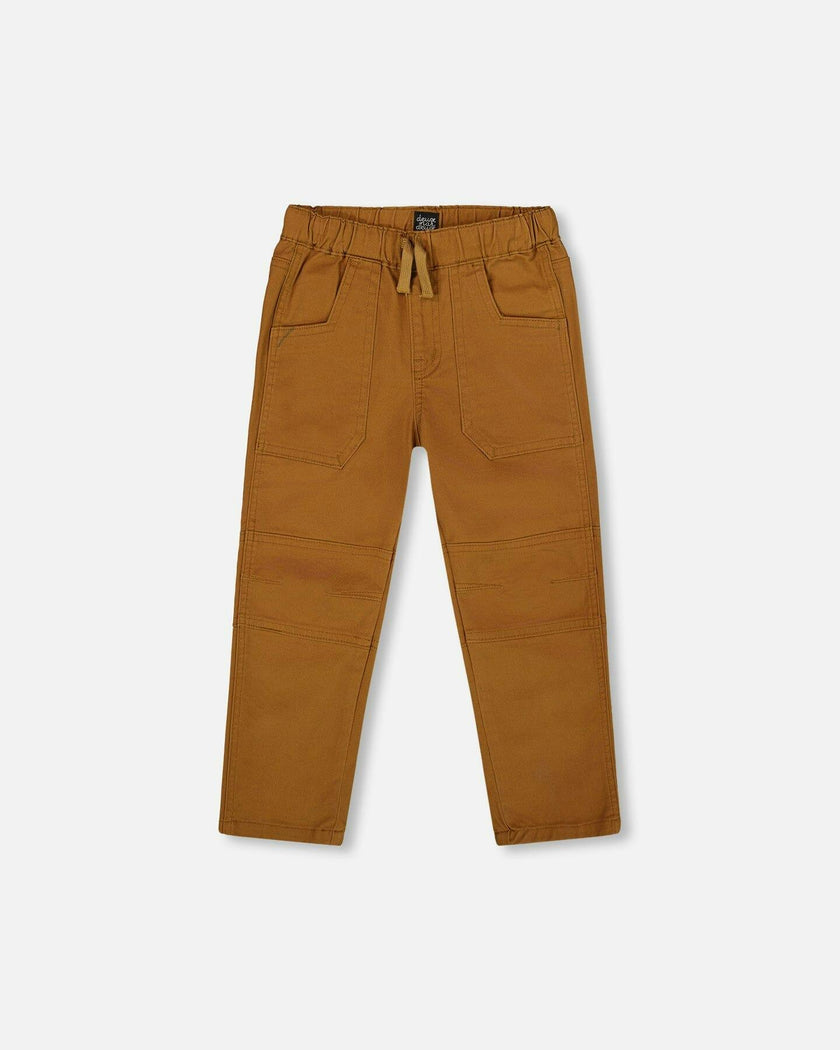Twill Jogger Pants with Patch Pockets Brown