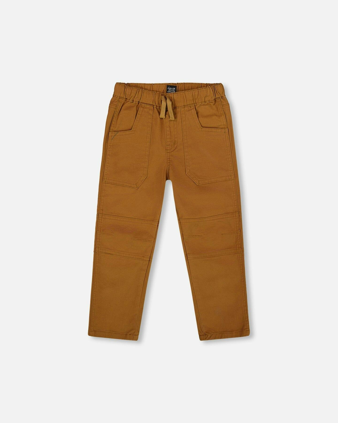 Twill Jogger Pants with Patch Pockets Brown