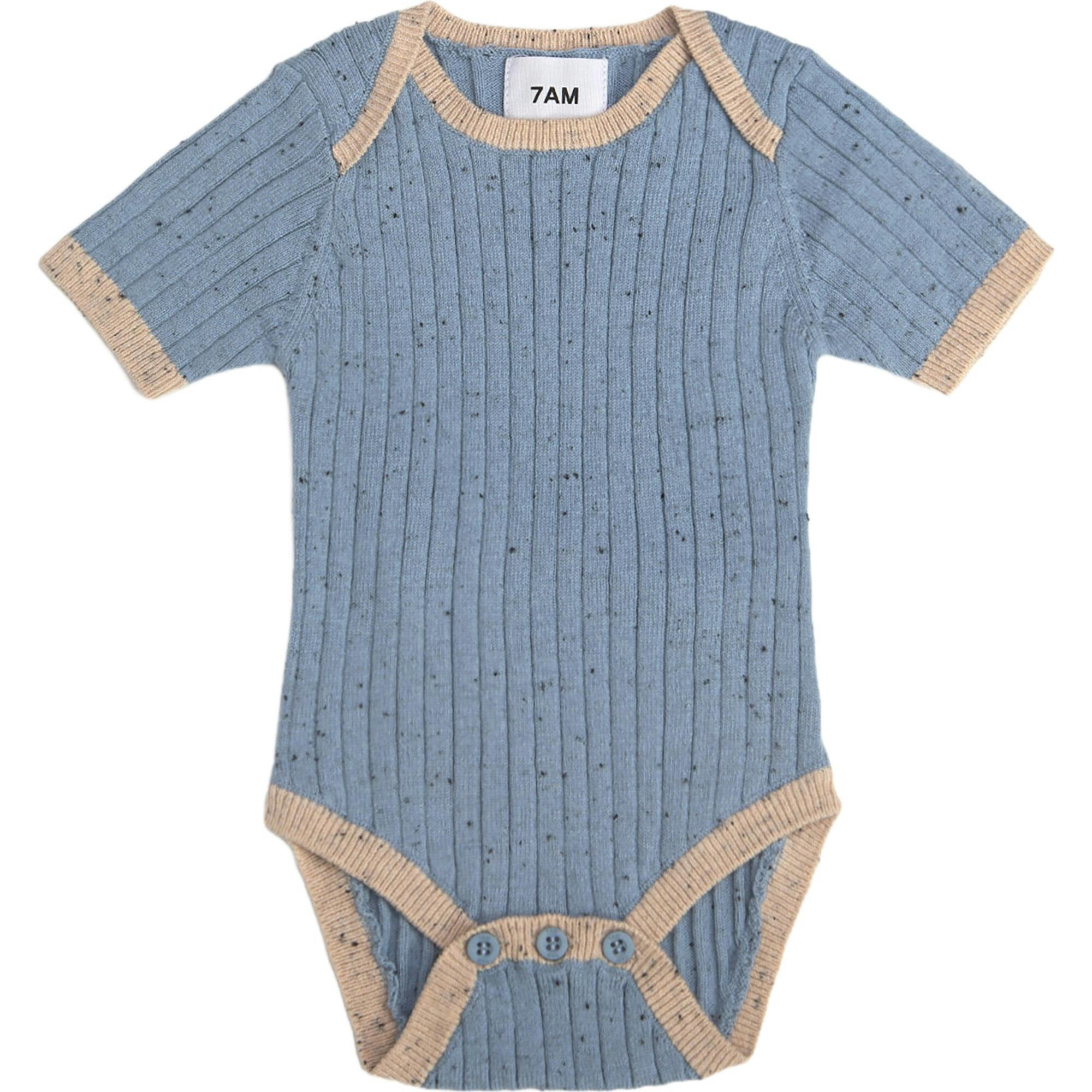 Ribbed Knit Short Sleeve Retro Bodysuit