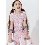 Milk & Cookies Pink Bamboo Kids Pajama Short Set