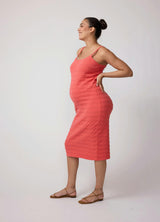 Sleeveless Pointelle Knit Maternity Midi Dress