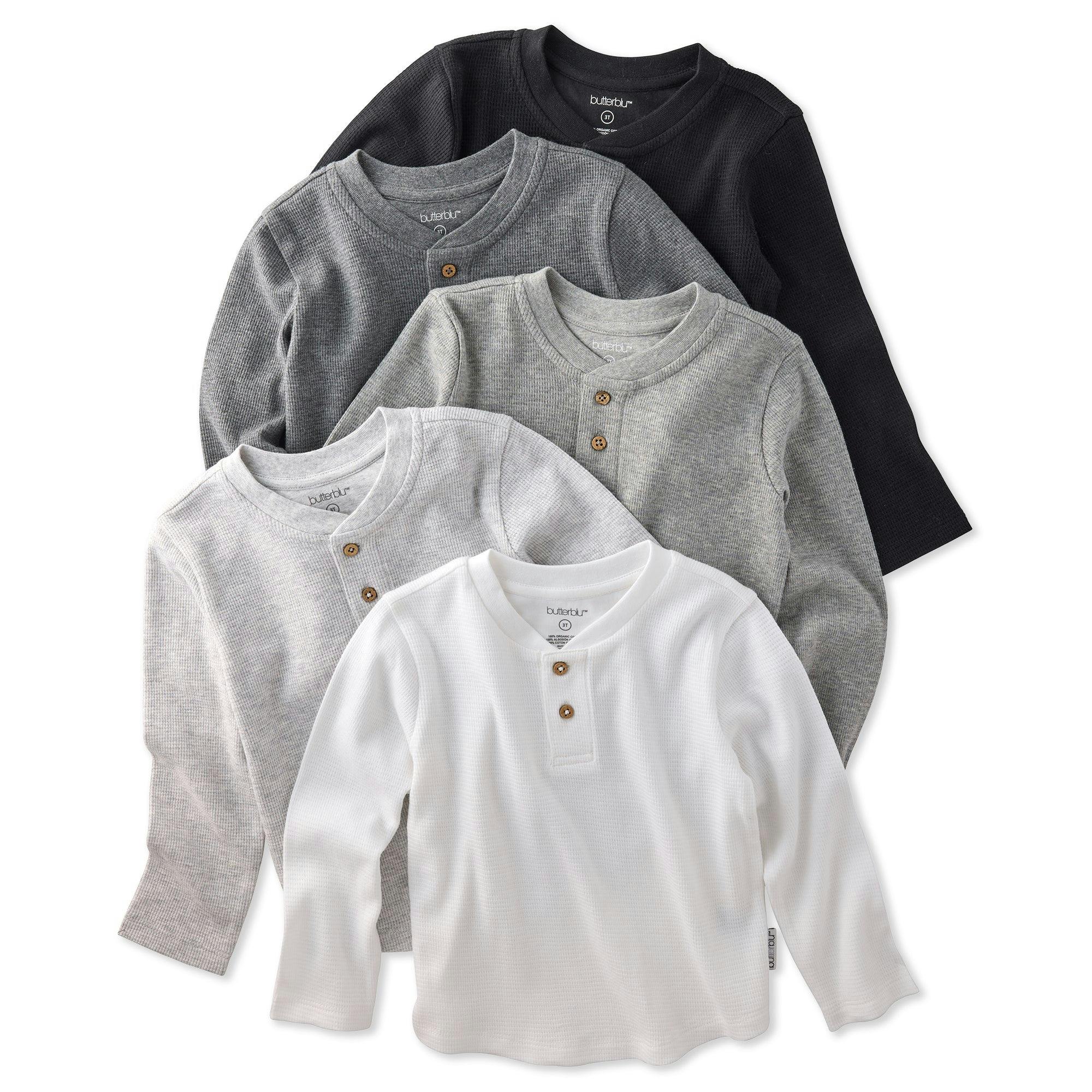 PAYTON 5-Pack Toddler Long Sleeve Thermal Henley Shirts