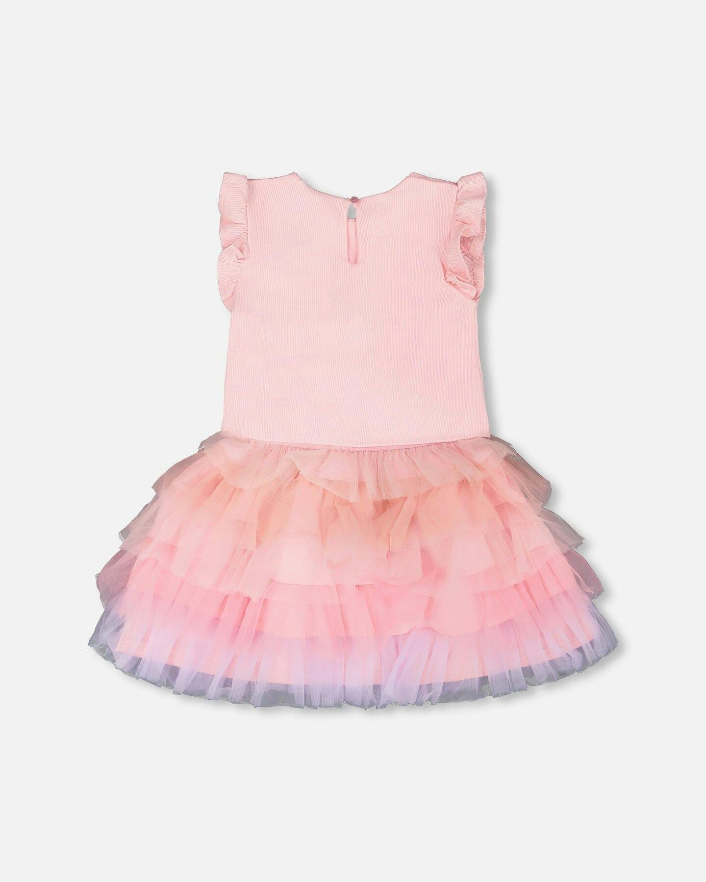 Bi-Material Dress Pale Pink