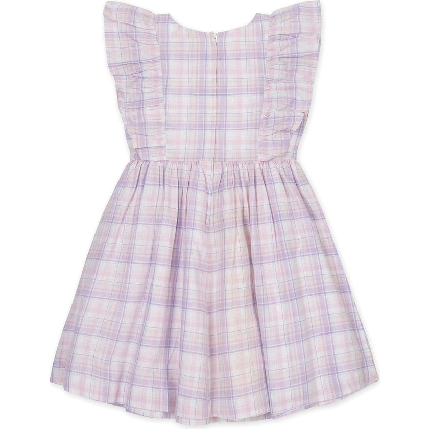 Linen Flutter Sleeve Pinafore Dress, Purple