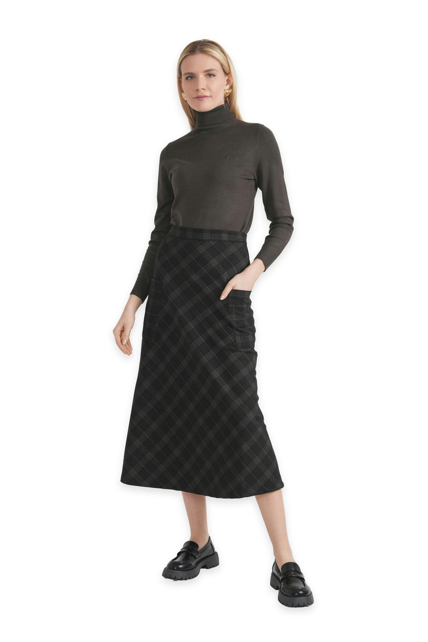Plaid Corduroy Pocket Skirt