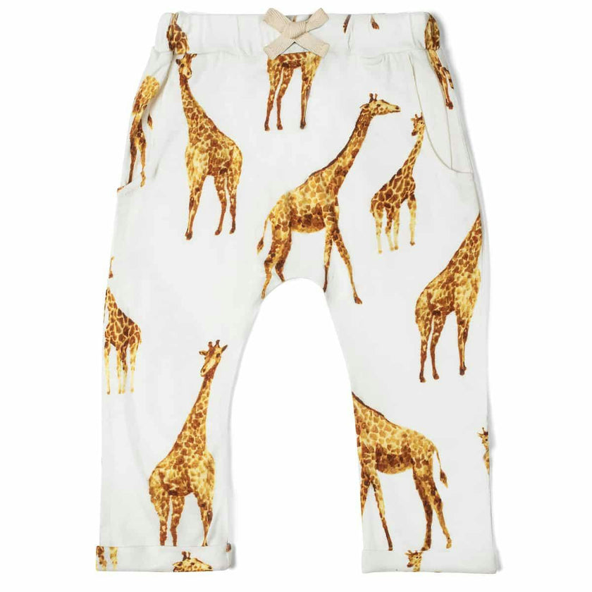 Orange Giraffe Bamboo Baby Jogger Pants