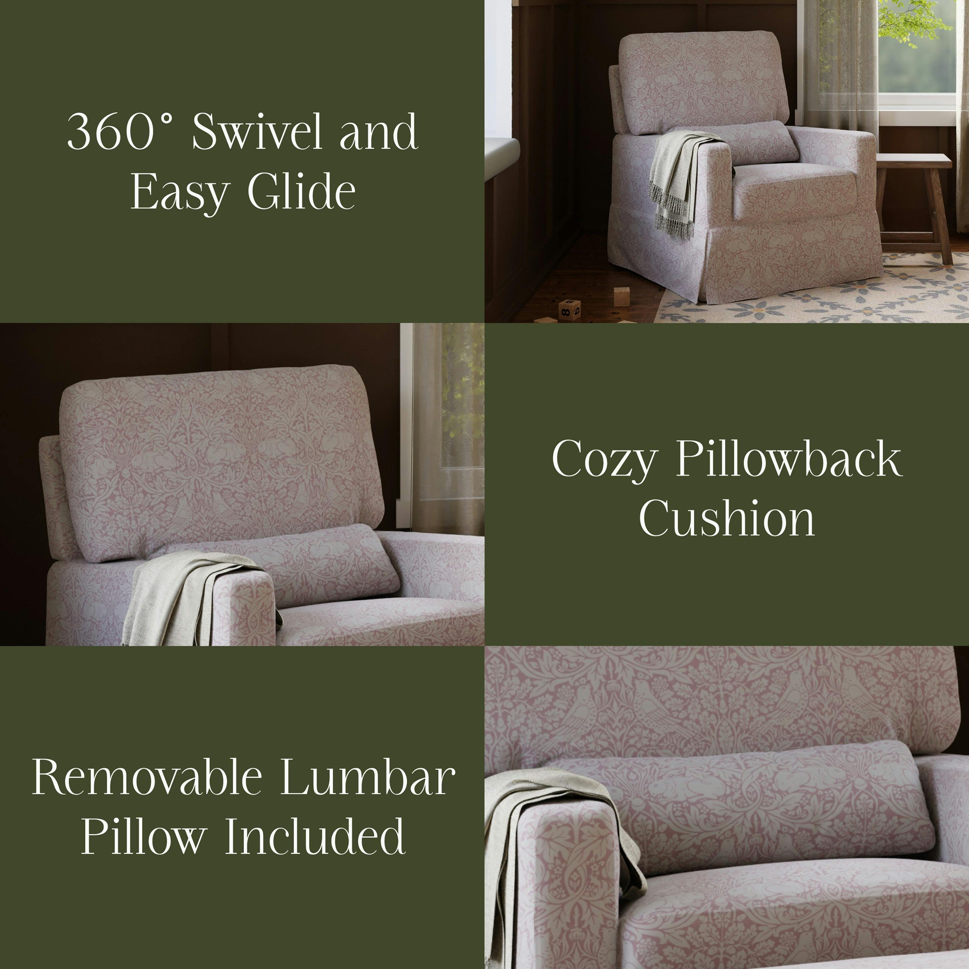 Namesake Morris & Co. x Namesake Crawford Pillowback Comfort Swivel Glider