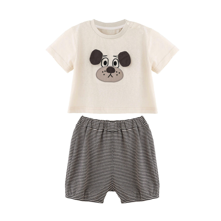 Beige Dog Stripe Set