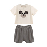 Beige Dog Stripe Set