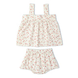 Organic Scalloped Top & Bloomers Set - Pink Bloom