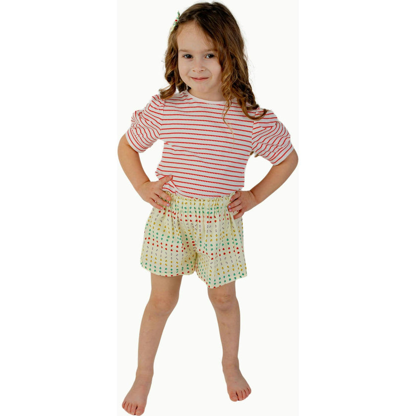 Puff Sleeve Tee in Red Heart Stripe