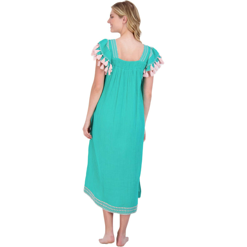 Women's Maxi Sandrine Embroidered Dress, Green