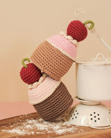 Cherry cake 100% organic cotton rattle