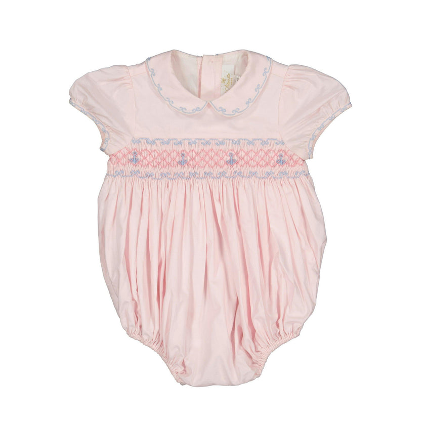 Princess Charlotte Pink Hand-Smocked Bubble Romper