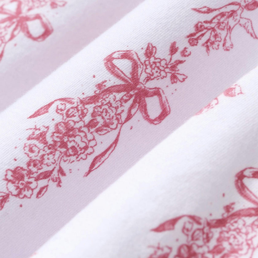 The Olivia Wide Leg Pima Pajama Set in Pink Mayfair Toile