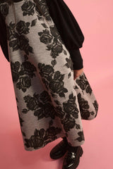 Black Flower Neoprene Apron Dress