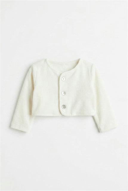 Velour Button-Front Cardigan