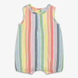Baby cotton gauze bubble shortie in rainbow stripe