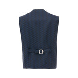 Navy Geometric Print Vest and Bowtie