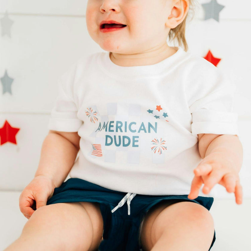 American Dude Short Sleeve Romper - White