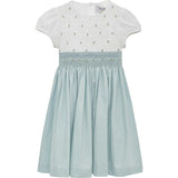 Rose Hand Smocked Dress in Sea Blue