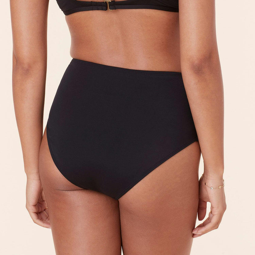 The High Waist Bikini Bottom - Eco Nylon - Black