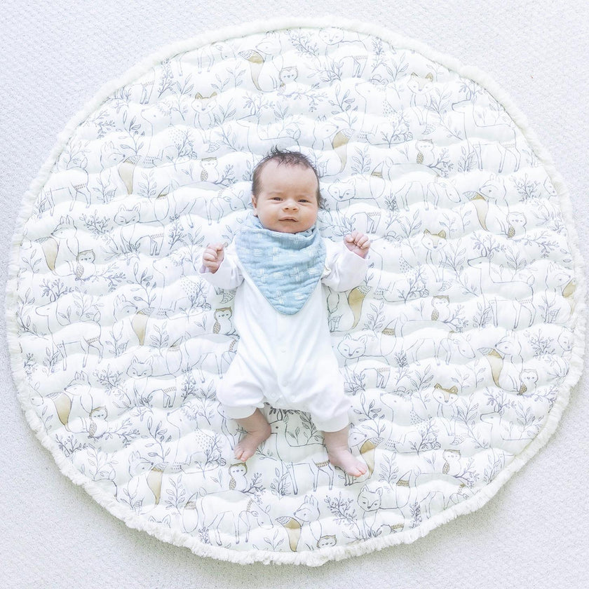 Ezra Woodland Animal Cotton Quilted Baby Play Mat