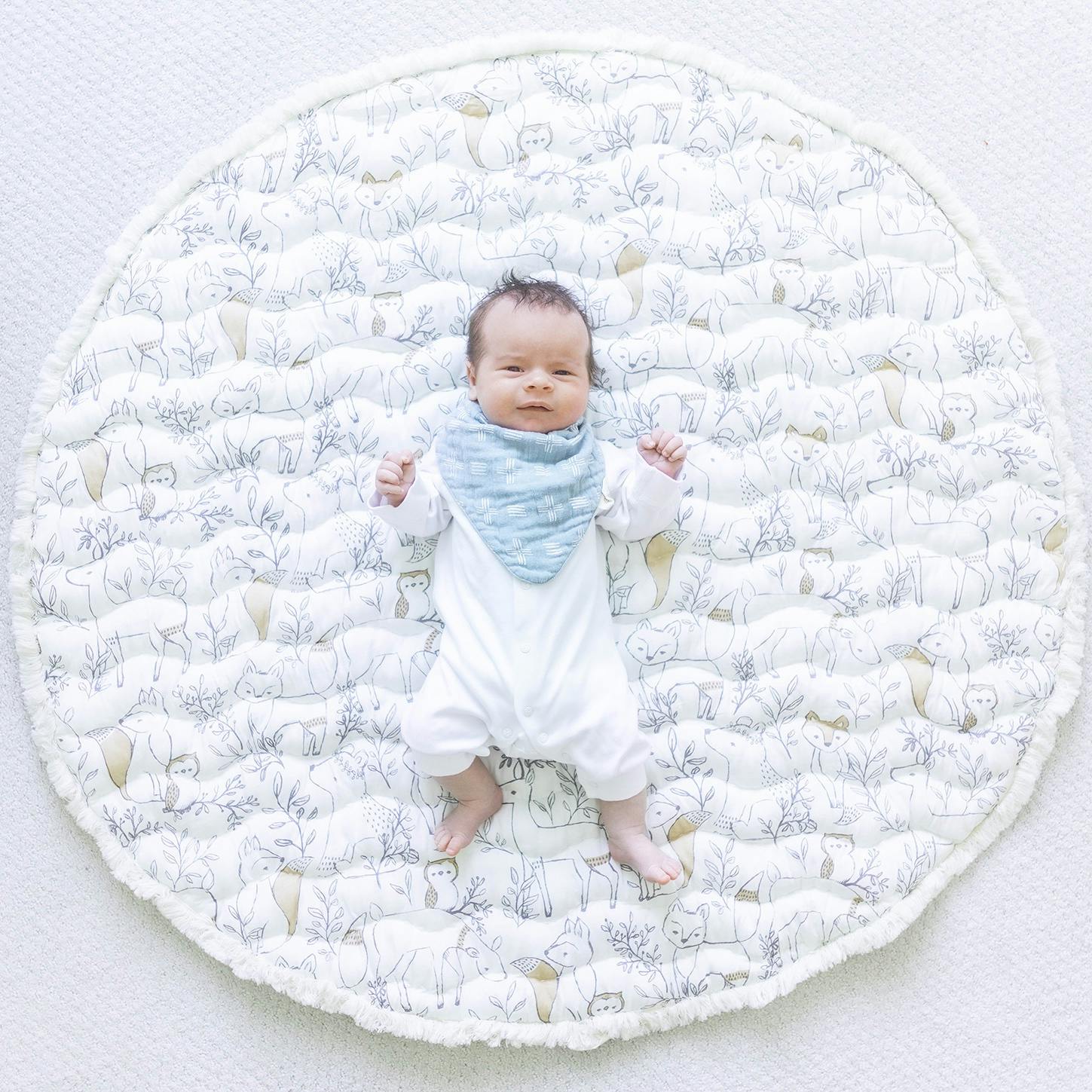 Ezra Woodland Animal Cotton Quilted Baby Play Mat